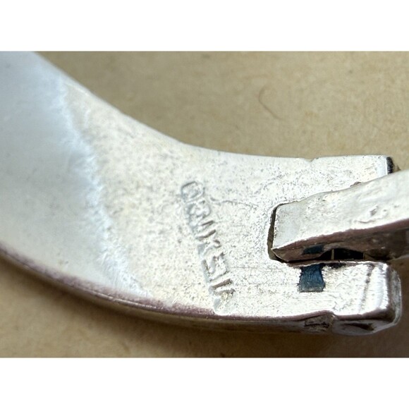 VINTAGE TAXCO MEXICO STERLING SILVER & TURQUOISE INLAY BRACELET LATCHING BANGLE - Picture 3 of 11